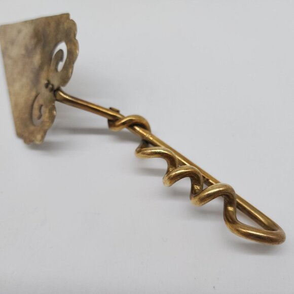 Vintage Hand Wrought Brass Pie Server Pierced Ornate Handle & Scalloped Edge - Picture 7 of 7